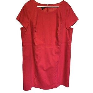 Talbots Dress Womens Size 22WP Petite Sheath Red Pink Back Zip Cap Sleeve NEW